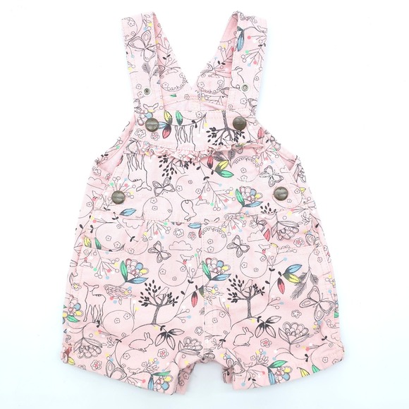 Carhartt Other - Carhartt Canvas Shortalls Kids Pink Floral Woodland Animal Print 9M